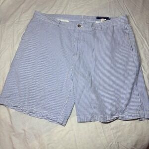 Vineyard Vines Sz 42 Seersucker Shorts Blue White Striped Cotton Preppy 9 Inseam